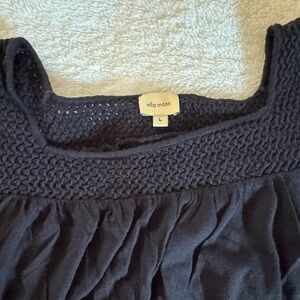 Ella Moss Black Knit Yoke Sleeveless Blouse
